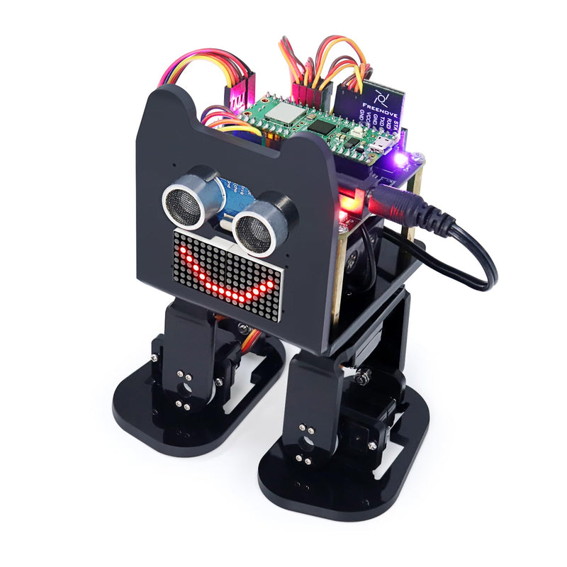 Freenove Bipedal Robot Kit for Raspberry Pi Pico W (Included) (Compatible with Arduino IDE), LED Matrix Expressions, Obstacle Avoidance, Colorful Lights, Buzzer, Speaker, App with Raspberry Pi Pico W