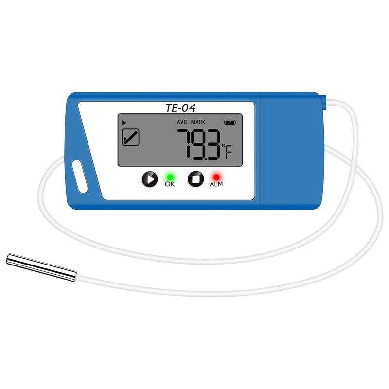 TE-04 ET Cold Chain Temperature Data Logger for Pharmacy Transport - Multi-Stop Logistics Logger with Pause & Resume, Dual Internal/External Sensors, Auto PDF/CSV, 240-Day Unlimited Recording TE-04 1