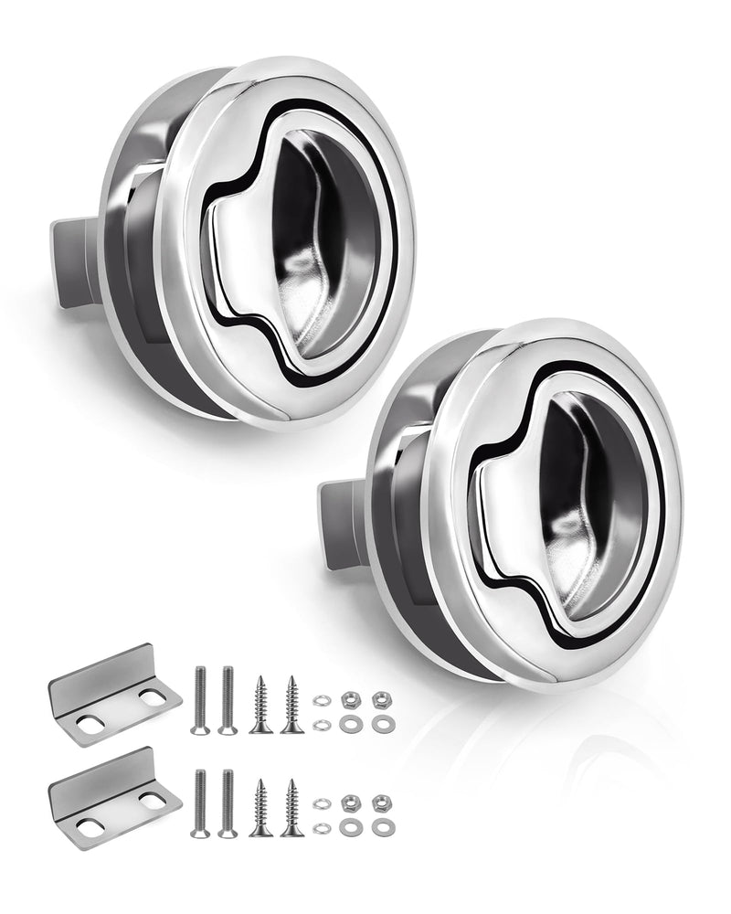 Boat Slam Latch 2" Lift Handle Lock Marine Full Stainless Steel Door Port Pull Latch Lift Ring 316 SS Boat Hatch, Fireproof & Rust-Proof for Ships, Yachts, Sailboats 2pk