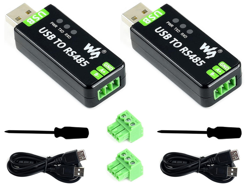  [AUSTRALIA] - Waveshare 2PCS Industrial USB to RS485 Bidirectional Converter Adapter Board with Original FT232RNL and SP485EEN Chip Fast Communication up to 1.2km Transmission Distance Embed Protection Circuits