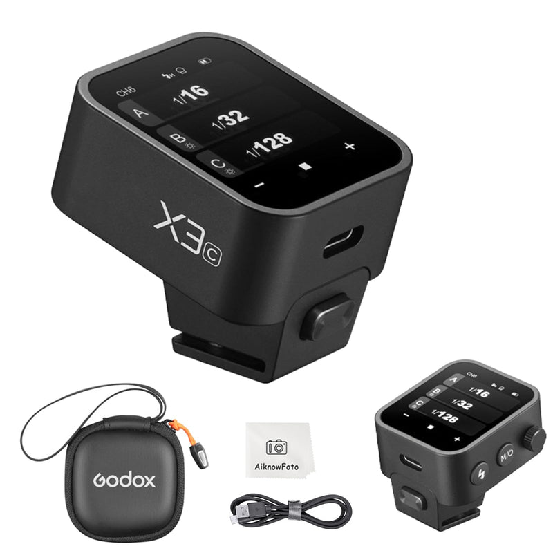 Godox X3-C X3C TTL Wireless Flash Trigger with Touch Screen,Compatible for Canon Camera Flash Transmitter for Studio Photography,TCM Function,Quick Charge Flash Trigger with 3.7V/850mAh Battery