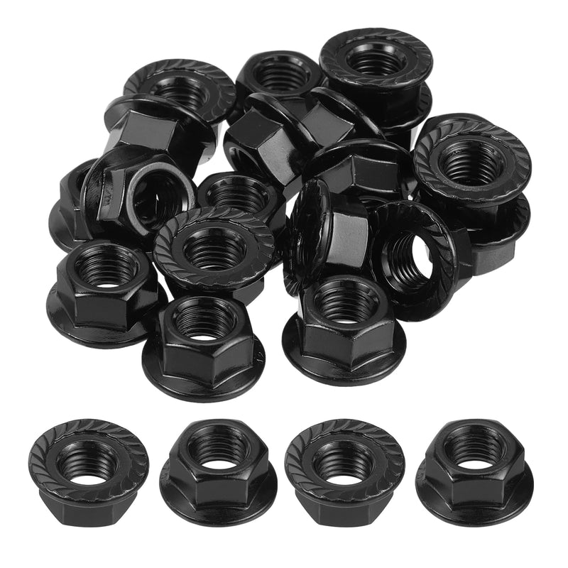 uxcell M12x1.5mm Serrated Flange Hex Lock Nuts, 25Pcs 304 Stainless Steel Non-Slip Metric Hexagon Flange Nut, Full Thread, Bright Finish, Black 25