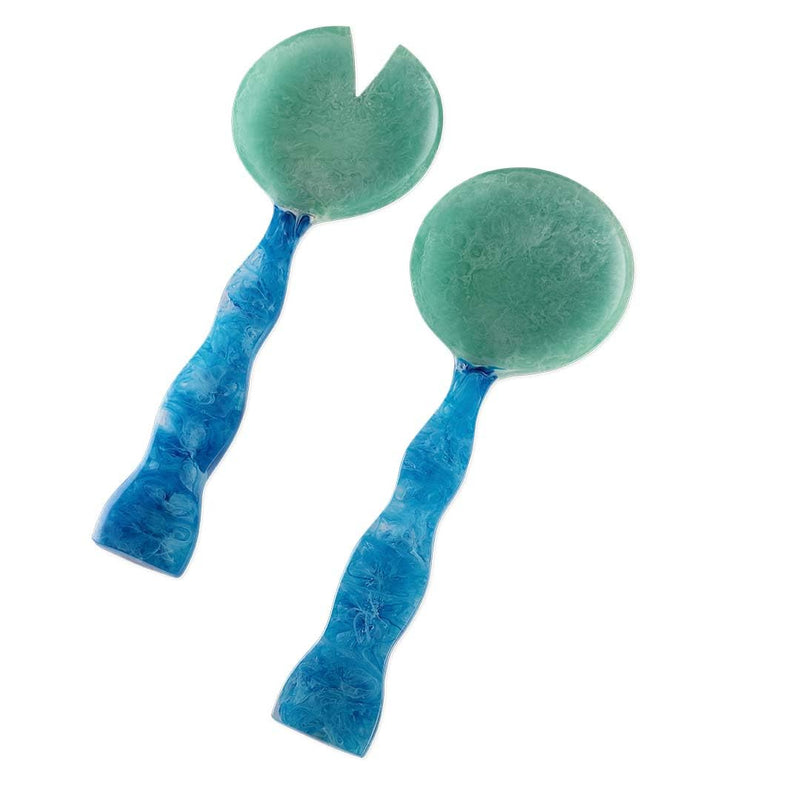 Folkulture Salad Servers or Salad Tongs | Set of 2 (12") Serving Spoons in Kitchen Essentials or Kitchen Utensils Set | Resin Salad Tongs for Serving | Salad Hands or Serving Utensils for Home 12 Inch Aqua Teal
