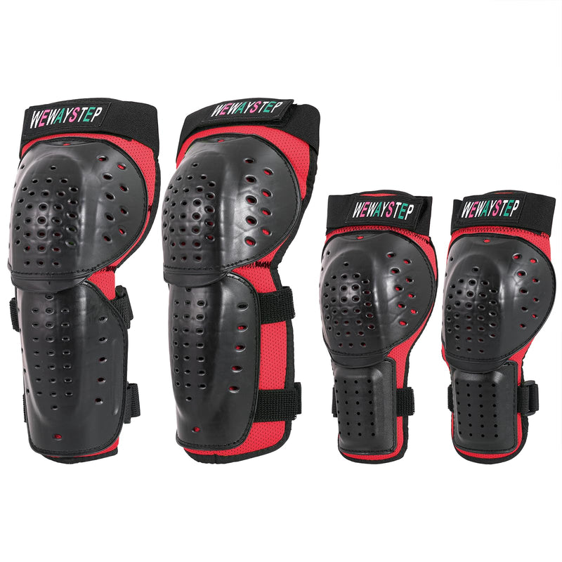 Kids Shin Guards,Knee Guards Kids Knee Pads and Elbow Pads Set, Skating Protective Gear Kids,4Pcs Dirt Bike Gear Kids Motorcycle Protective Gear for Skateboard Motocross MTB ATV Biking Skiing Skating Red
