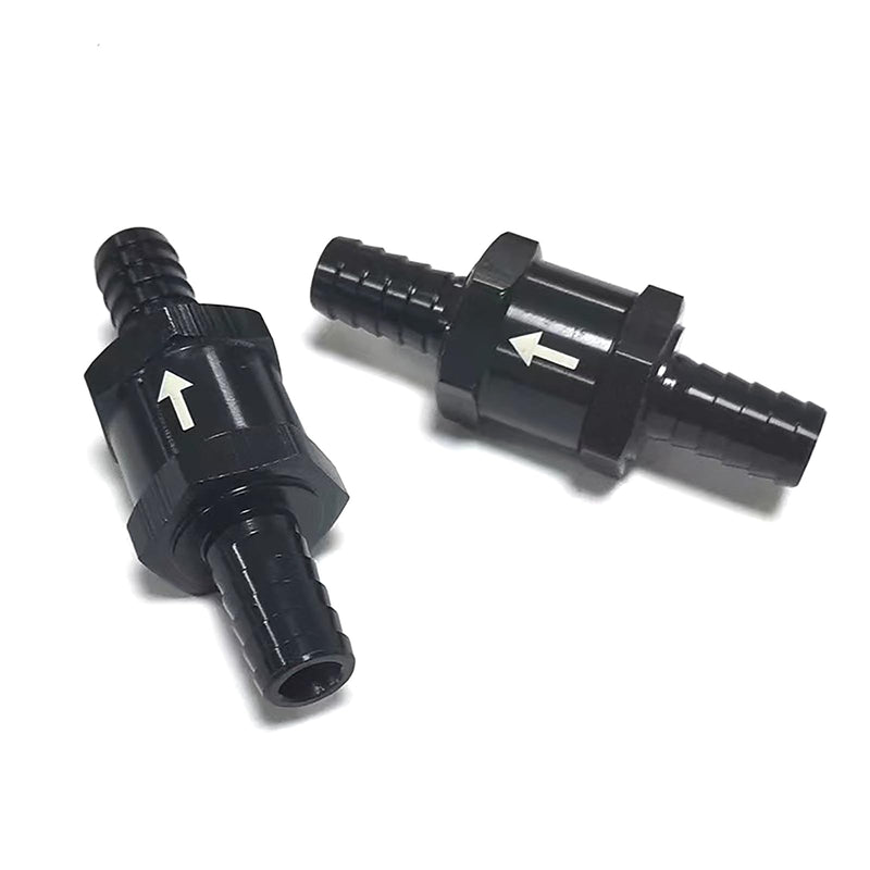 2 PCS Car Fuel One-way Check Valve, 12mm/0.47" Alloy Low Pressure Fuel System with Directional Mark Check Valve, Modification Replacement Parts, Compatible with Most Car Models (Black) 2 PCS #12mm Black