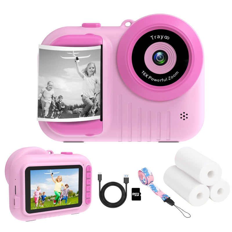 Kids Camera Instant Print, 3.5 Inch Screen Kids Digital Camera Instant, Christmas Birthday Gifts for Girls Age 3-12, Portable Toddler Camera Toy Gifts for 3 4 5 6 7 8 9 10 Year Old Girls Boys (Rose) Rose