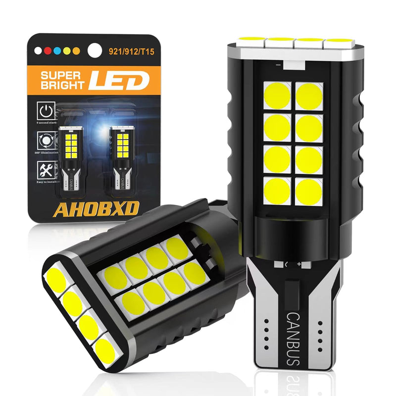 921 LED Bulb Reverse Light,921 912 906 W16W T15 LED Bulbs CANBUS Error Free,Non-polarity Upgraded 921 Bulbs and 6000K High Bright（Pack of 2）