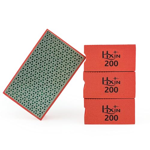 Diamond Hand Polishing Pad Diamond Sanding Block Foam Backed Diamond Sponge Sanding Pads for Wet or Dry Grinding polishing for Granite Marble Stone Tile Glass Ceramic (4, 200# Cubic) 4