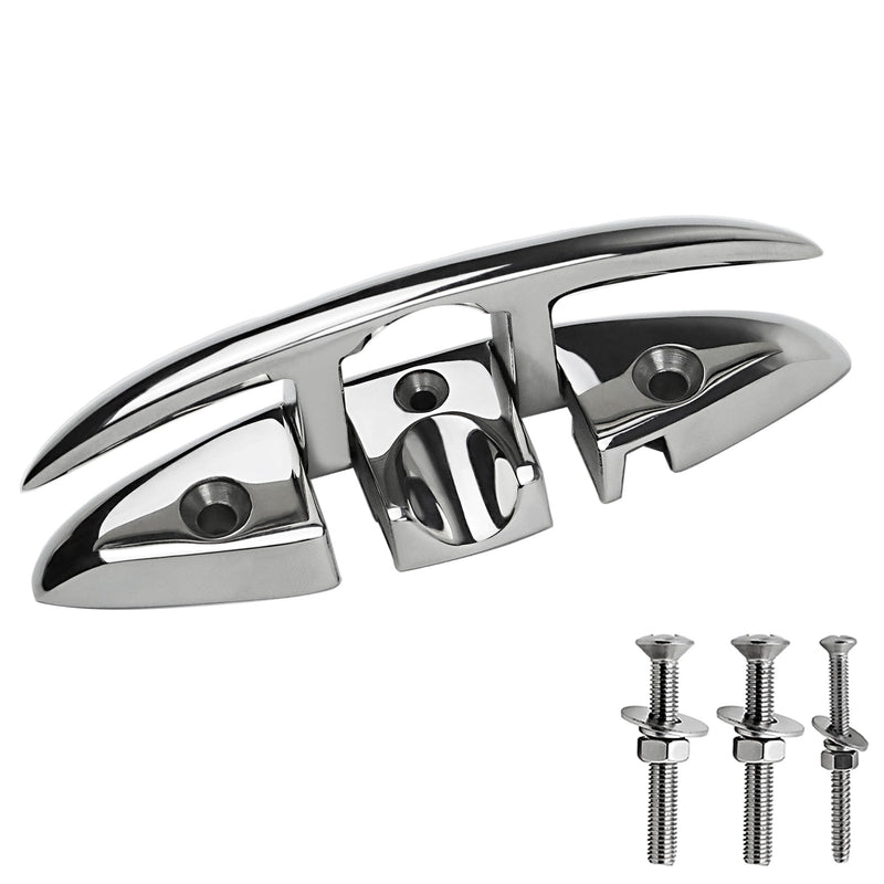 Folding Boat Cleats 5" 6" 316 Stainless Steel Flip up Dock Cleats Marine Grade Rope Cleat for Deck, Yacht with Fasteners 5" 1 Pack
