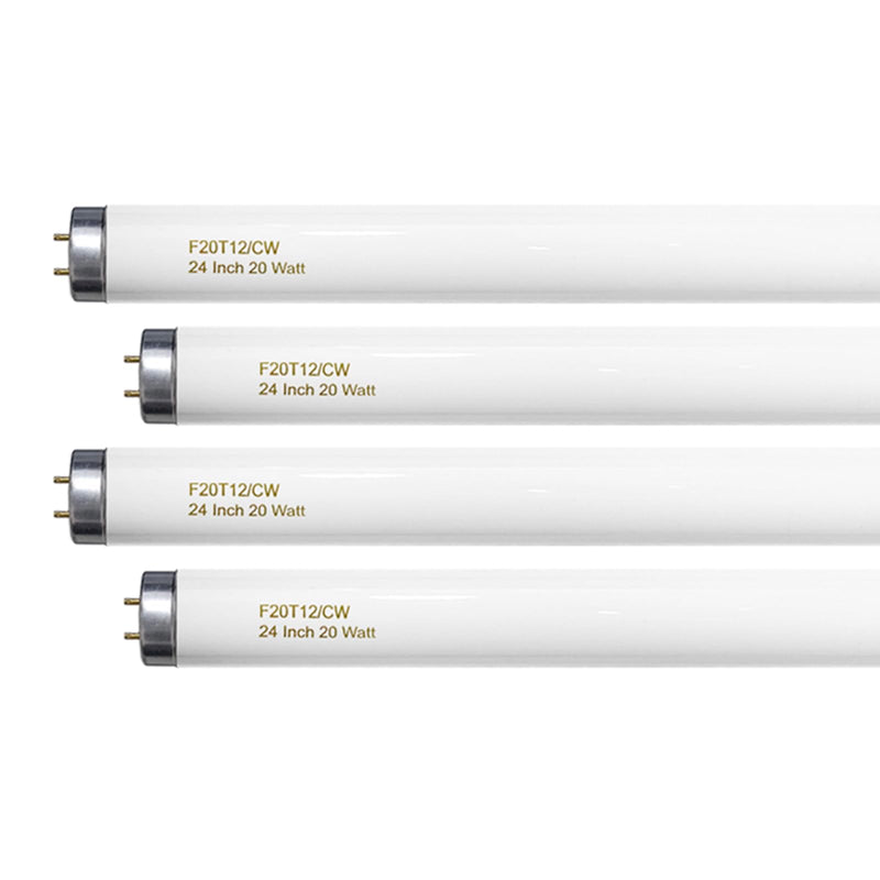 Konideke 24 Inch T12 Fluorescent Tube Light Bulb 20 Watt Cool White, F20T12/CW 4100K Replacement for F20T12/CW/ALTO, F20T12/CW/ECO, F20T12/SP41/ECO G13 Base 1200 Lumens 4 Counts