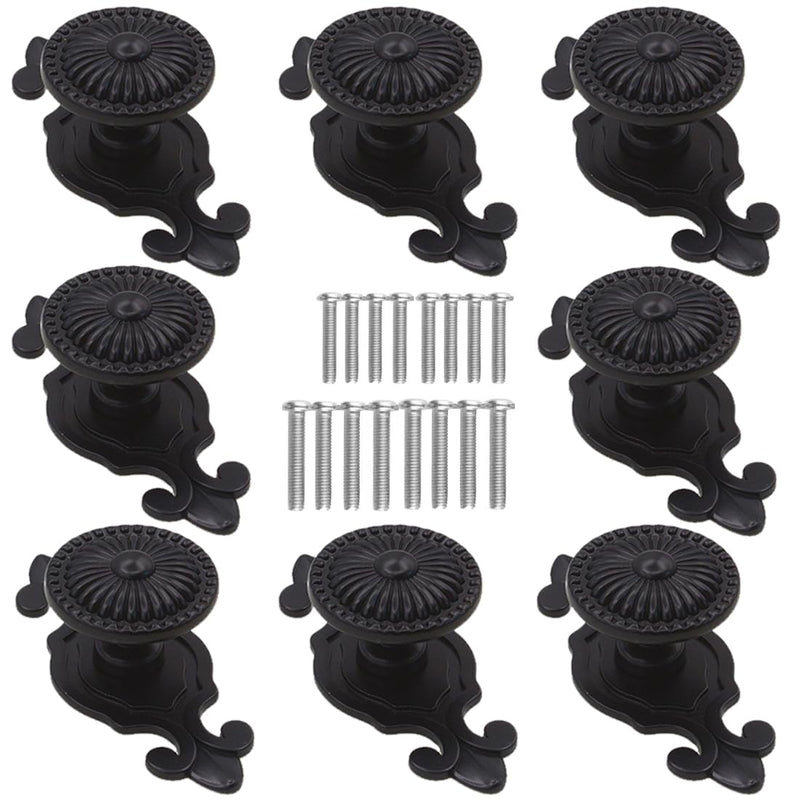 Antique Cabinet Knobs, Vintage Retro Mushroom Drawer Knobs with Backplate, Dresser Pull Handles for Kitchen/Cupboard/Wardrobe/Cabinet (Black-Backplate, 8 Pieces) Mushroom-backplate
