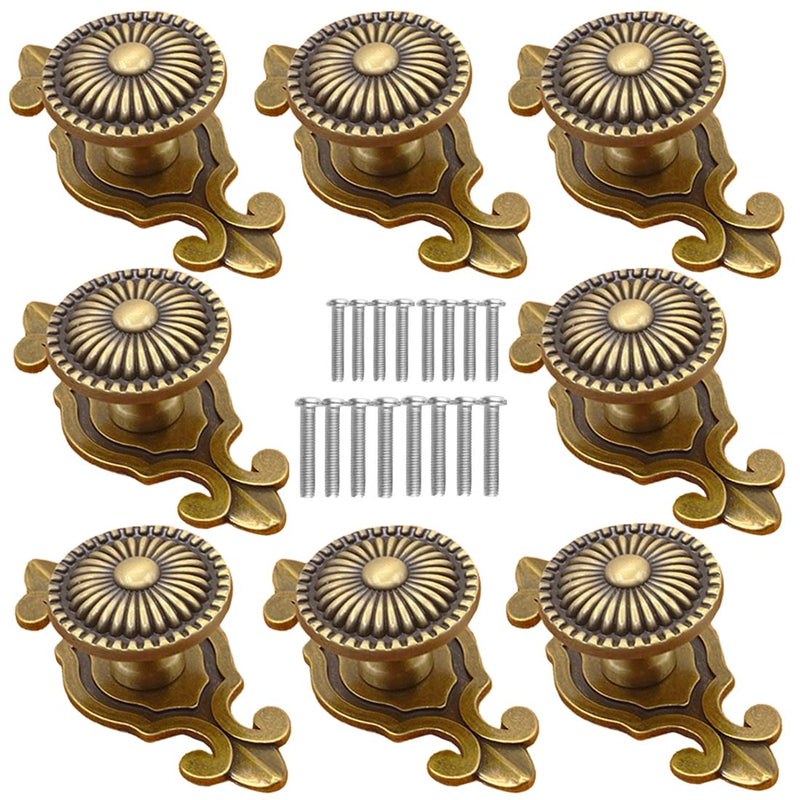 Brass Cabinet Knobs, Vintage Retro Mushroom Drawer Knobs with Backplate, Dresser Pull Handles for Kitchen/Cupboard/Wardrobe/Cabinet (Gold, 8 Pieces) Brass-backplate
