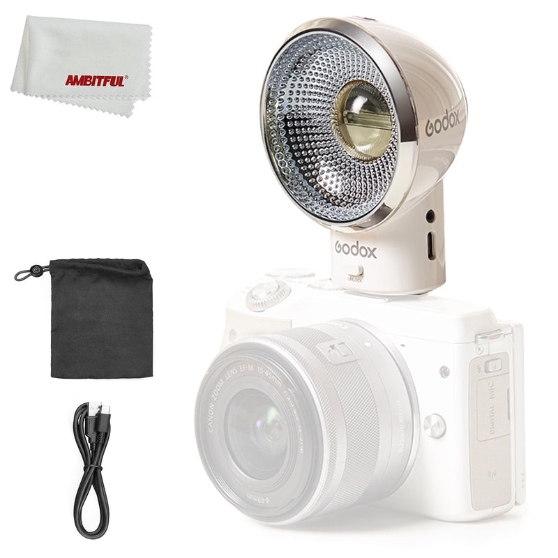 Godox LUX ELF Retro Camera Flash, CCT 6000K±200K, Built-in 7.4V 350mAh Li-ion Battery, 400 Flashes, Type-C Charging, 5 Power Steps (1/16-1/1), Single-Contact Hot Shoe, for Canon Sony Nikon Cameras