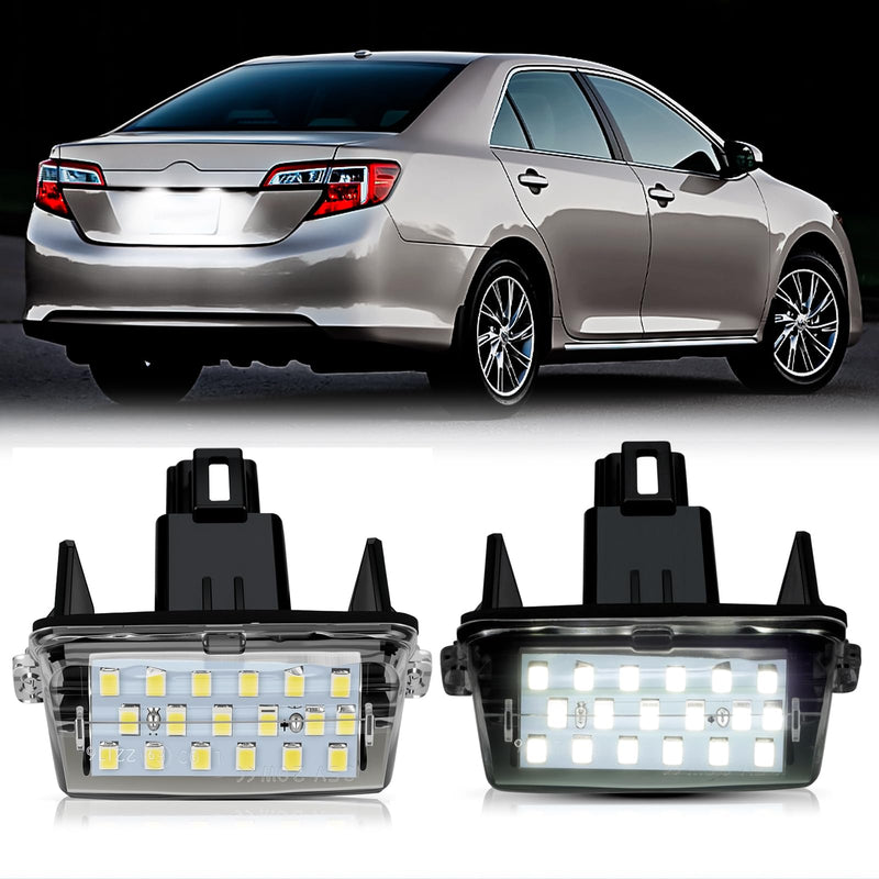 D-Lumina LED License Plate Light Tag Lamp Assembly for Toyo-ta Camry Highlander Avalon Prius C Yaris, Powered by 18-SMD Xenon White LED Tag Lights, Pack of 2 Toyota Camry/Highlander