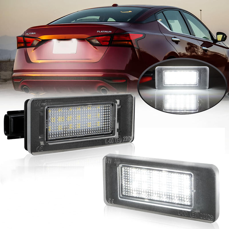 D-Lumina LED License Plate Light Tag Lamp Assembly for 2019-UP Nissan Altima Sentra Rogue Versa, Powered by 18-SMD Xenon White LED Tag Lights, Pack of 2 Nissan Altima/Sentra/Rogue