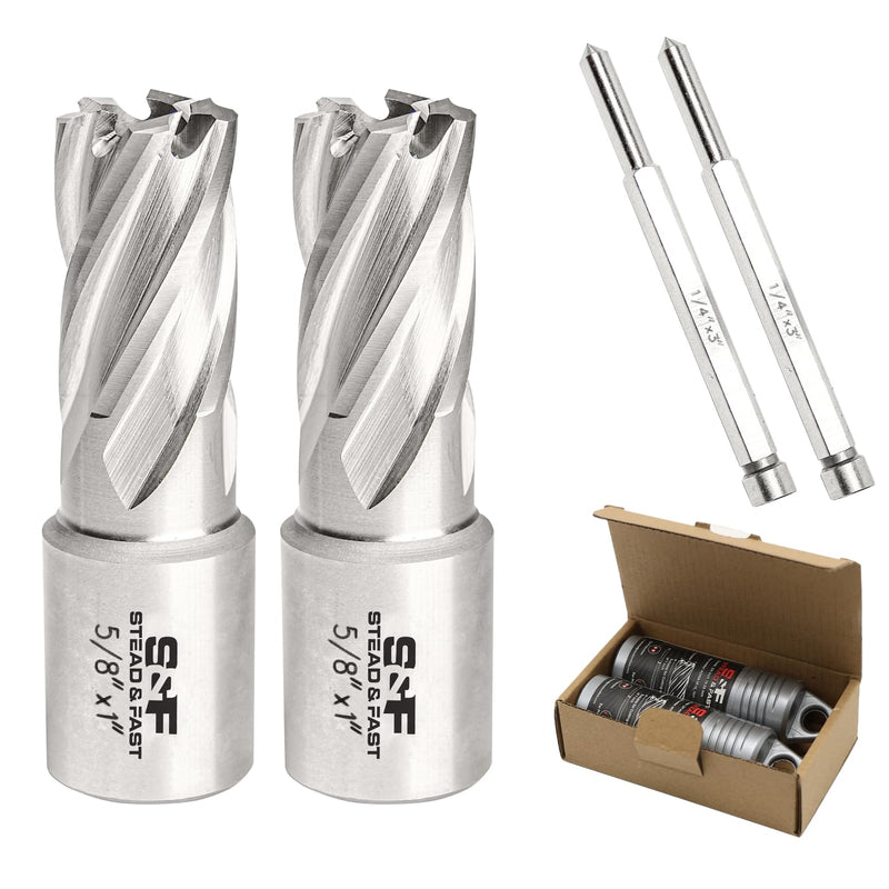 S&F STEAD & FAST Annular Cutter Set, 2-pc, 5/8" Diameter x 1" Depth of Cut for Magnetic Drill Press 2P-5_8x1