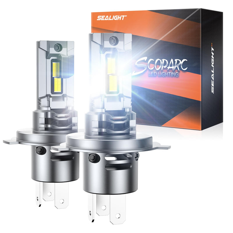 SEALIGHT H4 Bulbs, 50000LM 9003 Light Bulbs with 14000RPM Cooling Fan, Fog Light, Plug-N-Play, Pack of 2