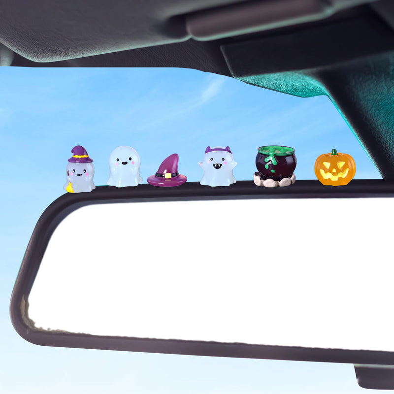 Cute Luminous Resin Halloween Ghost Car Decor Accessories, Funny Dashboard Decorations, Cute Halloween Ghost Statue Suitable for Cars, Homes, Micro Landscaping and Gardening 6 Pcs