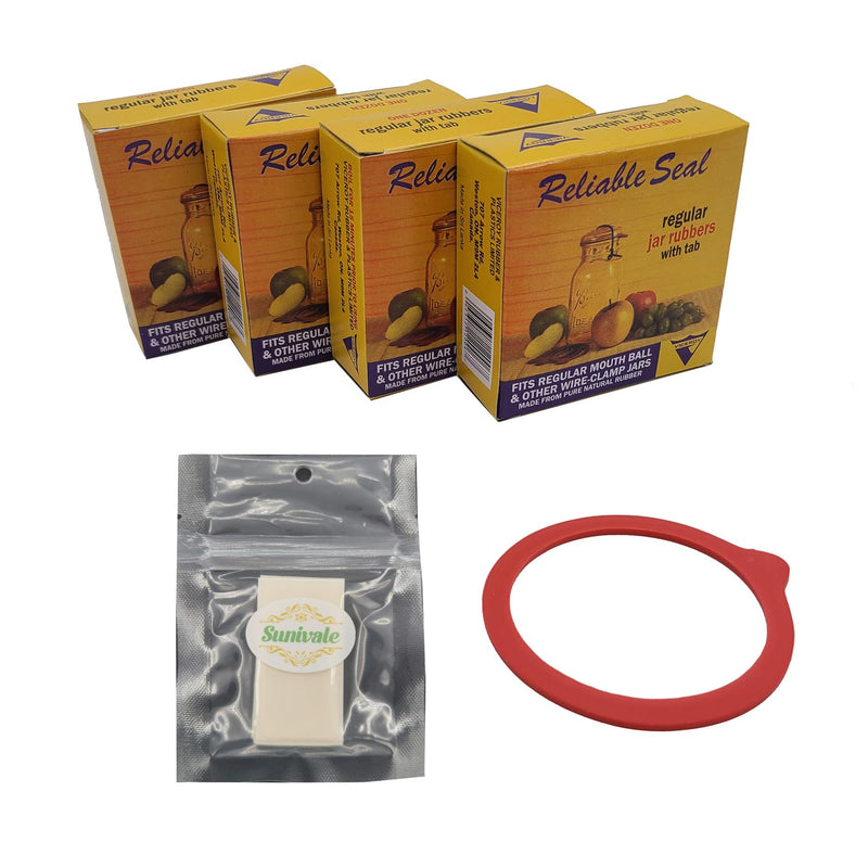 Canning Jar Seal Bundle Includes 48 Regular Mouth Viceroy Jar Rubbers With Tab and 48 Dissolvable Sunivale Labels Replacement Seals for Old Style Canning Jars Natural Rubber Rings
