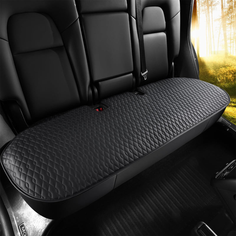  [AUSTRALIA] - SanQing 2PCS Car Seat Cover Luxury Napa Leather Rear Seat Covers for Tesla Model 3 Car Seat Bottom,Heavy Duty Seat Cushion Protector Without Backrest (Leather Black Rear, Model 3) Leather Black Rear