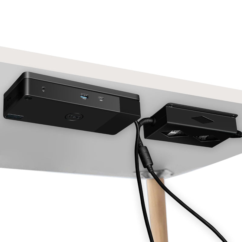 Under Desk Mount for Dell WD19 / WD19S / WD19TBS / WD19TB / WD22TB4 Dock + Power Bricks (for 180W and 130W), Docking Station & Power Bricks Holder Black
