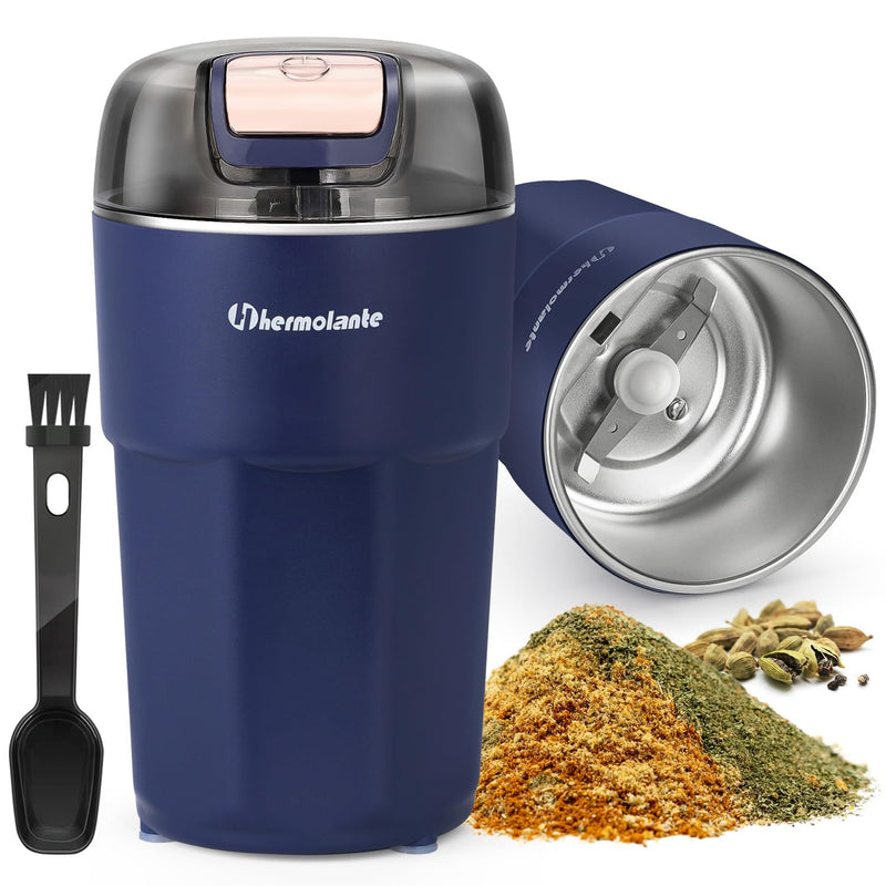 Herb Spice Grinder, One-key Electric Grinder with 304 Stainless Steel Blades and Cleaning Brush, Electric Grinders for Herb, Spices, Coffee, Nuts, Seeds,etc.