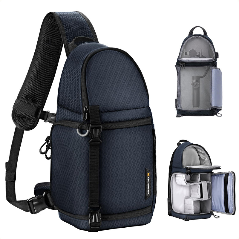 K&F Concept Camera Sling Bag Crossbody Bag Camera Shoulder Backpack DSLR/SLR/Mirrorless Photography Bags Compatible with Canon/Nikon/Sony/Fuji/Gopro/DJI Blue