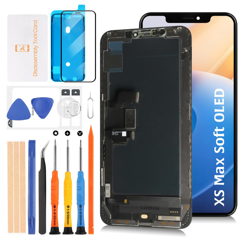 Soft OLED XS Max LCD Screen Replacement for iPhone Xs Max 6.5 inch [Soft OLED,NOT LCD] LCD Display Touch Digitizer Screen Assembly A2215 A2160 A2217 with Repair Tools