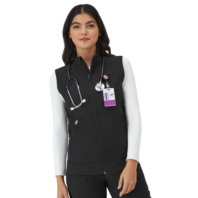 Hanes Women's Comfort Fit Scrubs Healthcare Vest, Moisture-Wicking Stretch Scrubs Vest for Women 2X LARGE New Ebony