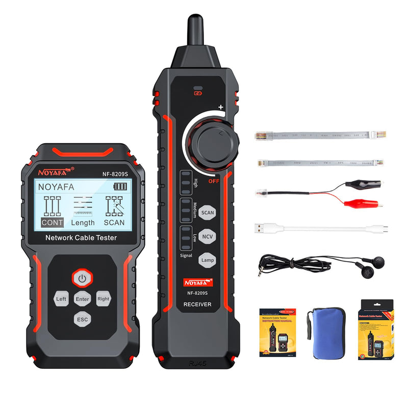 NOYAFA NF-8209S Network Cable Tester, Ethernet Cable Tester with CAT5, CAT6 Line Tracer, PoE, NCV, Length Test, Port Flashing, Fault Line Scan for Cable Grooming, LAN Network Cable Tracer Kit NYF-NF8209S