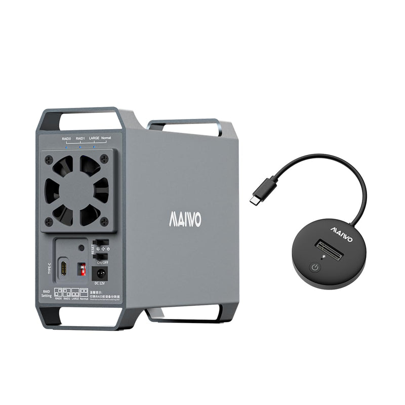 MAIWO Dual Bay Raid Enclosure-Tool-Free NVME Dock