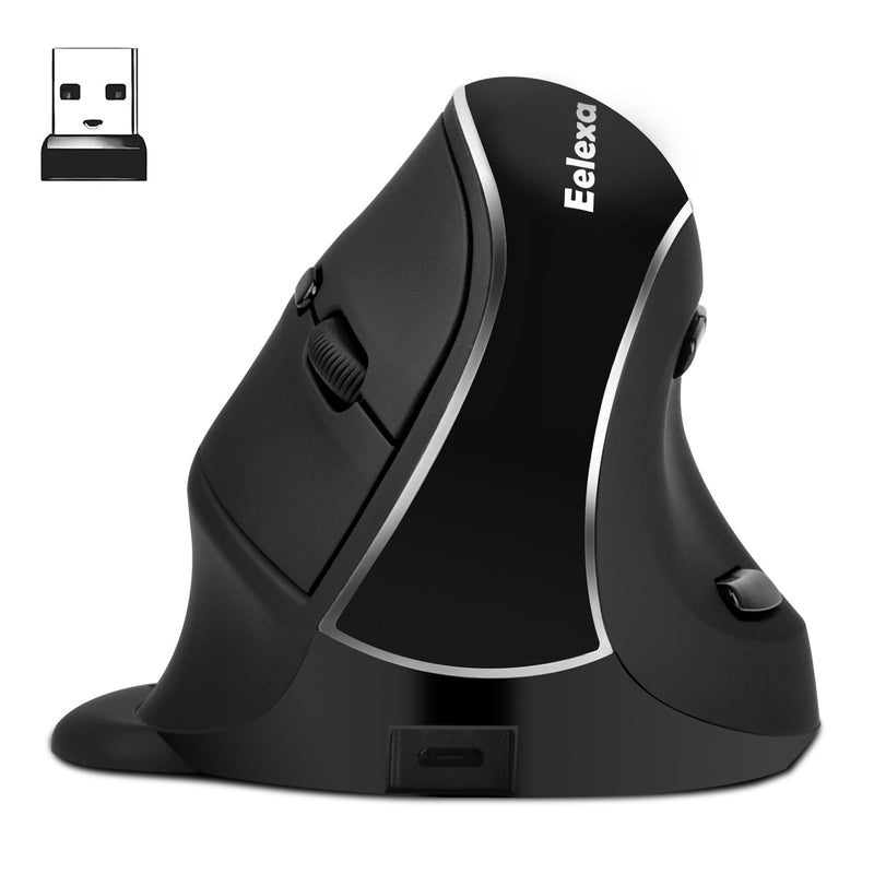 Ergonomic Vertical Mouse: 2.4G Bluetooth Dual Mode Optical Computer Mice,Wireless Rechargeable Mouse with Removable Palm Rest,Compatible with Windows and MAC OS BLACK-DUAL MODE