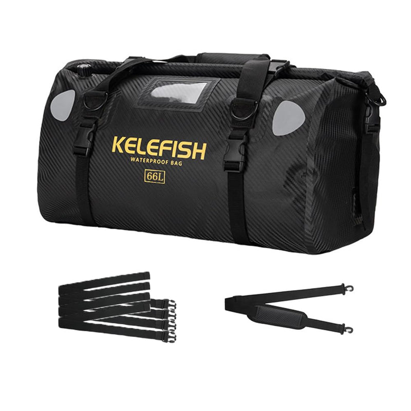 Waterproof Duffel Bag 20L 40L 66L Motorcycle Travel Dry Bag with Quick-fixed Straps for Motorcycling, Kayaking, Rafting, Boating, Camping Black 65L