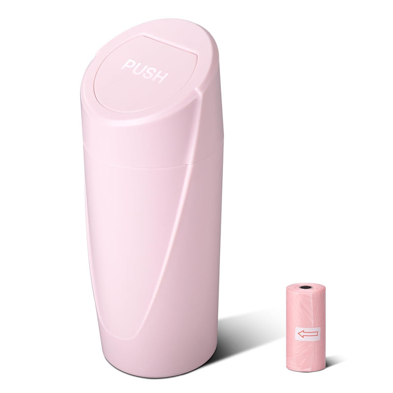 Pink Mini Leakproof Vehicle Trash Bin with Lid - Garbage Can for Car Cup Holder - 20pcs Trash Bags - Car Organizers and Storage for Front Back Seat Accessories Pink 1
