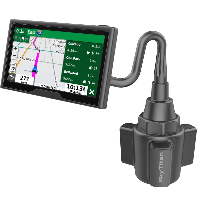 for Garmin GPS Car Mount Cup Holder Replacement 17mm Ball Mount with Adjustable Long Arm fit Garmin Nuvi Drive Dezl Portable Navigator, Black