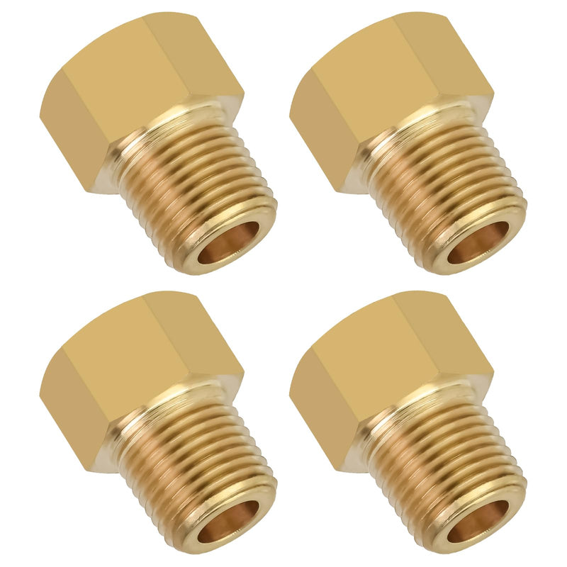 1/8" NPT to 3/8-24" Adapter Fitting - Brass Inverted Flare Female Brake Adapter for Hydraulic, Refrigerant, Fuel Lines (4PCS) 1/8" NPT to 3/8-24" Adapter Fitting