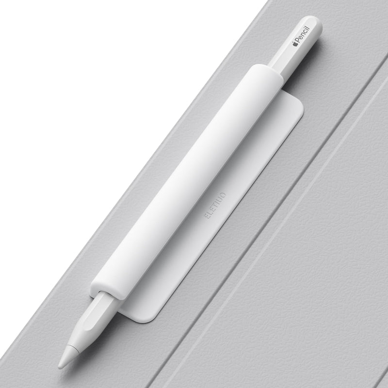 ELETIUO Silicone Pencil Holder Sleeve,Compatible with Apple Pencil (USB-C),Apple Pencil 1st/ 2nd Generation,Strong Adhesive Sticky Attached to iPad Case for Stylus Pens and Most Pens,White White