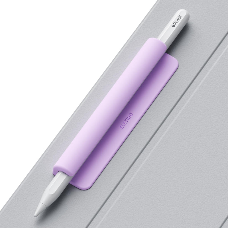 ELETIUO Silicone Pencil Holder Sleeve,Compatible with Apple Pencil (USB-C),Apple Pencil 1st/ 2nd Generation,Strong Adhesive Sticky Attached to iPad Case for Stylus Pens and Most Pens,Purple Purple