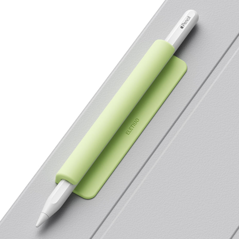 ELETIUO Silicone Pencil Holder Sleeve,Compatible with Apple Pencil (USB-C),Apple Pencil 1st/ 2nd Generation,Strong Adhesive Sticky Attached to iPad Case for Stylus Pens and Most Pens,Green Green