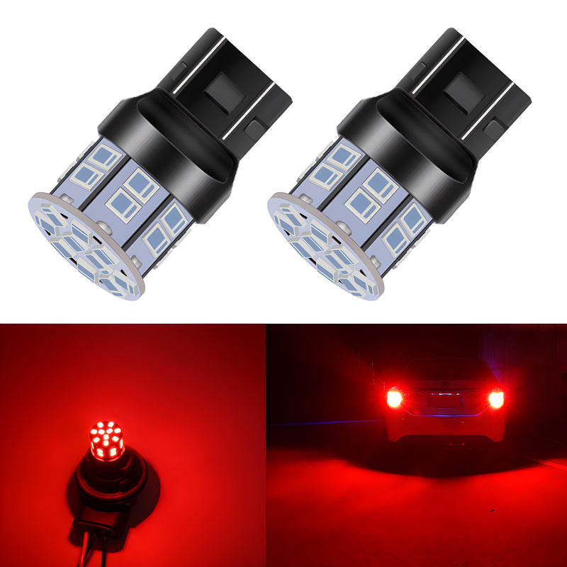 7443 7440 LED Bulb Red Tail Brake Lights, 12V-24V Super Bright Low Power 7441 7444 W21W T20 LED Bulb Replacement for Brake Lights, Tail Lights, Turn Signal Stop Lights, Pack of 2 7443