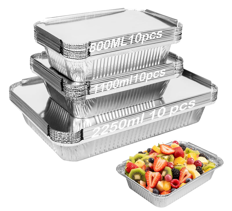 Notwoe® 40 Pack Disposable Aluminum Pans with Lids, 12x8 and 8x6 Square 8x5 6.9x4.3 Square Combo Set, Disposable Baking and Cake Pan. (40 Pack w/Lids) 40 Pack w/Lids