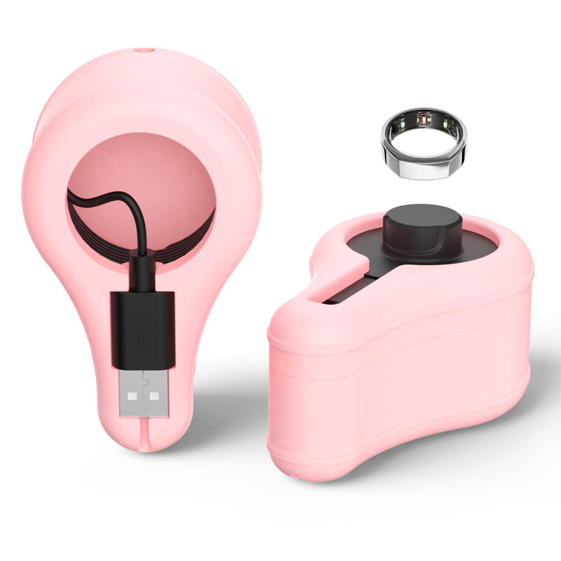 Silicone Charger Protector Cover for Oura Ring Gen3 Charger, Stand Case Compatible with Oura Ring Charger Size 6/7/8/9/10/11/12/13, Charing Dock Station Holder for Oura Ring Gen3 Charger (Pink) Pink