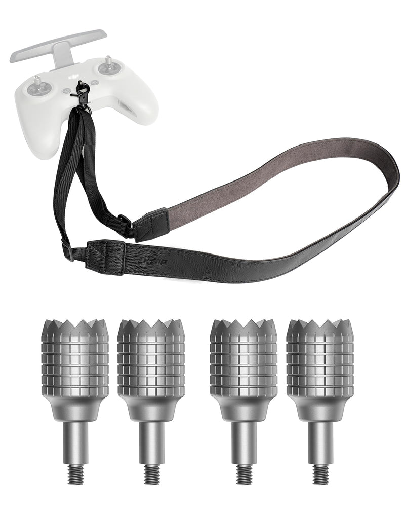 Lanyard Neck Strap+Joysticks for DJI FPV Remote Controller 3/2, Adjustable Leather Lanyard Controller Stick Replacement Thumb Rocker for DJI Avata 2/Avata/FPV Drone Accessories (1 Pcs+2 Pairs) Lanyard + Joysticks (2 Pairs)