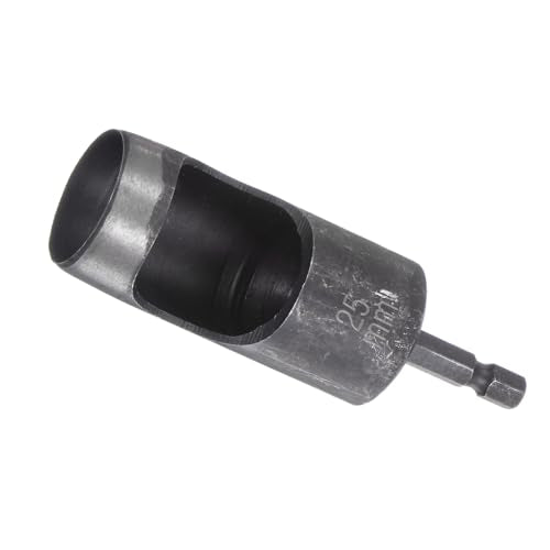 Leather Hole Punch Tool - [25mm x 1/4" Shank] Extension Hex Shank Drill Bit Carbon Steel Hollow Puncher for Fabric Leathercraft Belts Use, 99mm Length 25mm