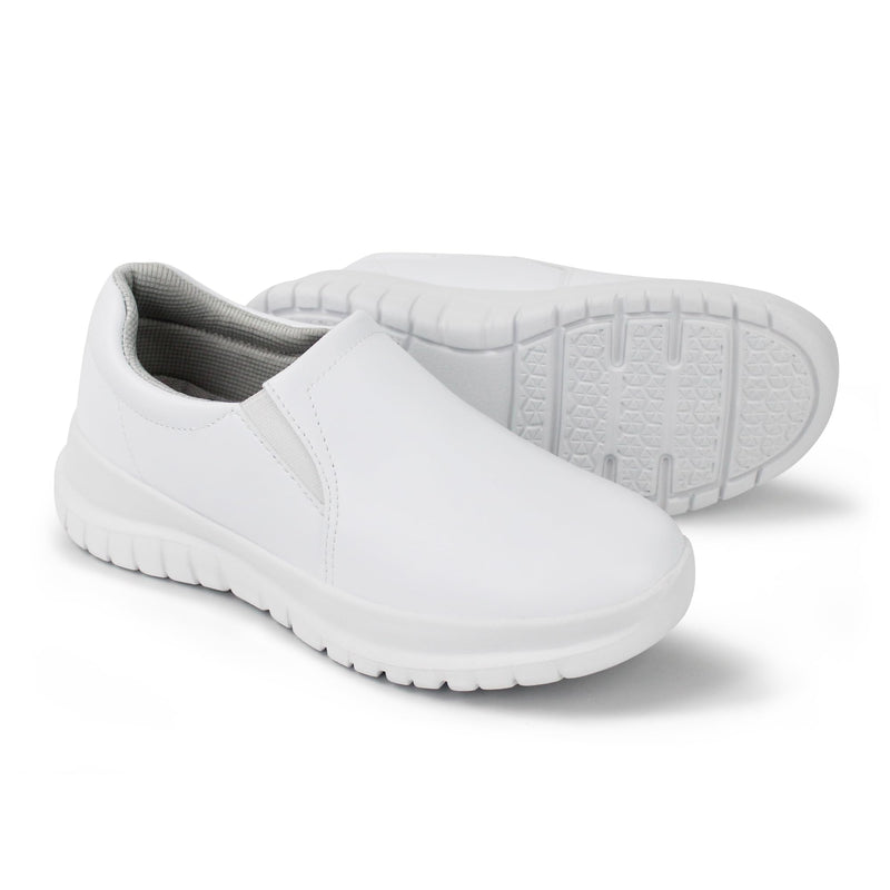 Hawkwell Women's Slip On Lightweight Water Resistant Nurse Shoes Slip Resistant Healthcare Work Shoes 8 White