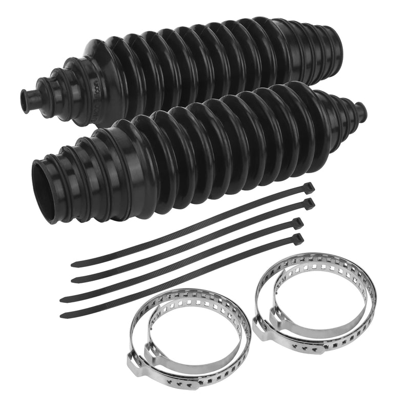 Universal Steering Rack and Pinion Tie Rod Boots, Silicone Bellow Boots with 2 Pieces Gaiter Pinion Boots, 4 Pieces Locking C-Clamps and 6 Pieces Cable Ties, Black