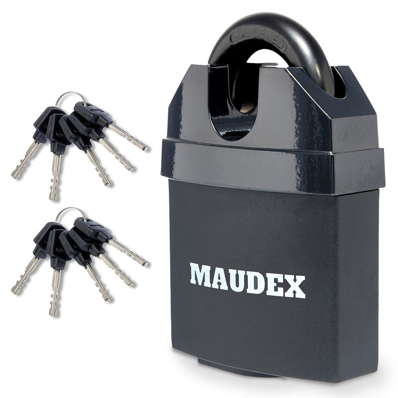 Maudex® MDL60 High Security Padlock for Outdoor Use - [10 Keys] - [Anti Drill, Anti Pick Cylinder] - Ideal Lock for Storage Unit, Shed, Gate, Container with 0.67” Shackle Clearance 60 mm Normal Shackle Black