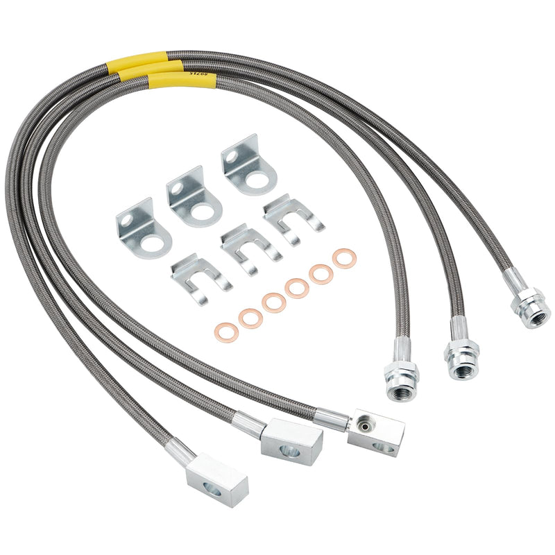 89715 Stainless Brake Lines, Front & Rear Extended Brake Lines (89702 & 89703) for 4"-6" Lift, Compatible with 1987-2006 4WD Jeep Wrangler TJ YJ XJ, 1984-2001 2WD/4WD Jeep Cherokee XJ 89715 Front&Rear Brake Line