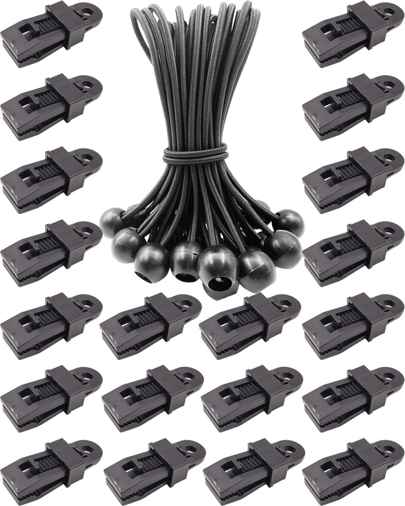 Heavy Duty Lock Grip Tarp Clips - 40 Pcs Tent Clips, Awning Tarp Clamps (Black) Black