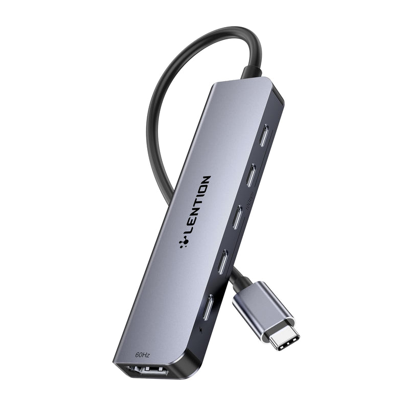 LENTION 6-in-1 USB C Hub Dock with a 4K @60HZ HDMI Display, 4 XUSB-C 3.2 Gen 2, 10 Gbps, PD 100W Charging and for iPhone15 Series, New MacBook Pro, Mac Air, More (CE33, Space Gray)